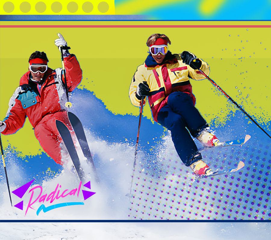 80s skiers art deco